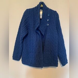 Elegant Blue Women's Cable Knit Cardigan